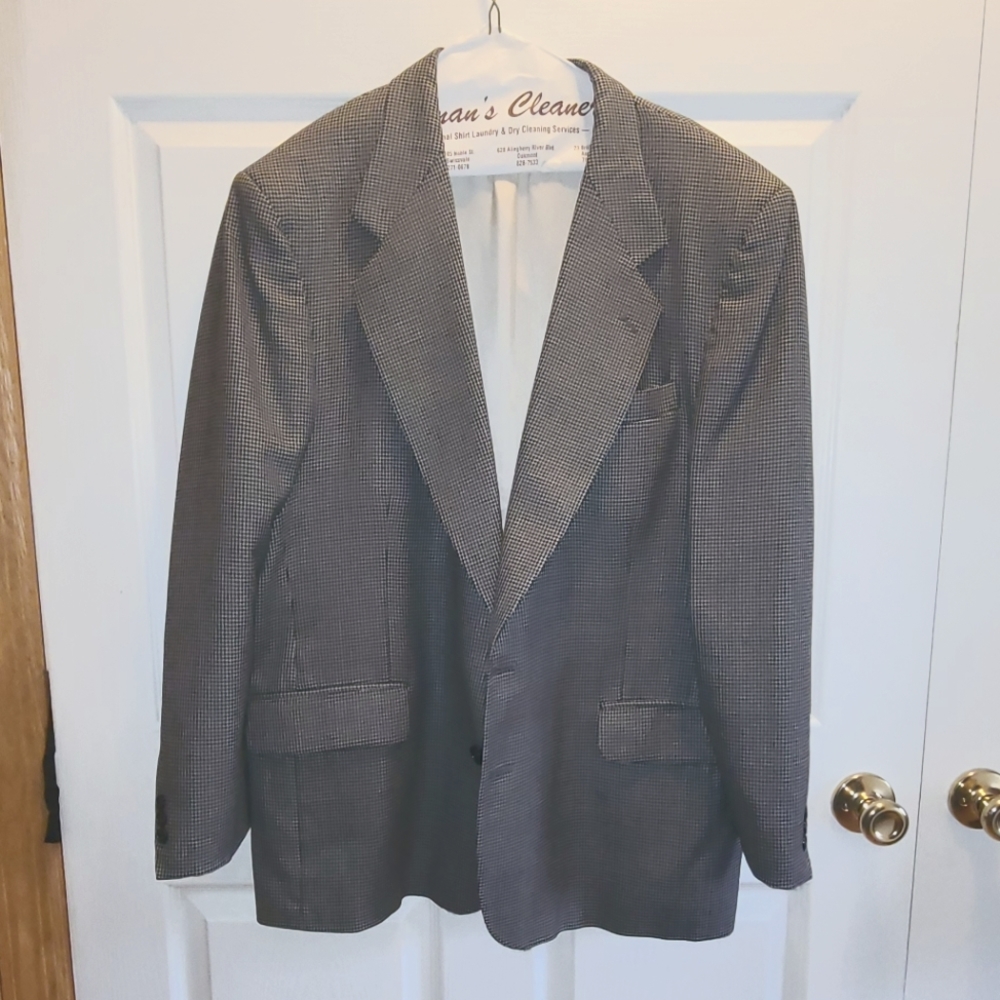 Oscar dela Renta Mens sports coat, black and tan, size 44R